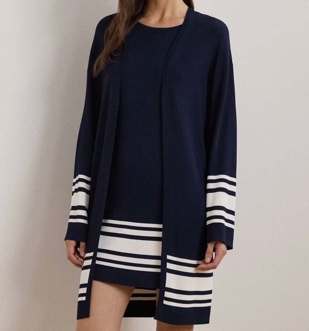 Lauren Ralph Lauren Two-Tone Dress Cardigan and dress Set Size L